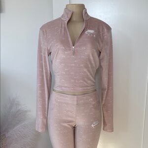 Rare Nike AIR S- Pink Zip-Up Crop Top and Leggings Set